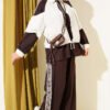 Loysa Stripe Detail Two-Piece Set Brown