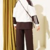 Loysa Stripe Detail Two-Piece Set Brown - Image 3