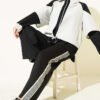 Loysa Stripe Detail Two-Piece Set Black