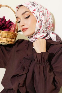 Lumea Patterned Soft Scarf Dark Brown
