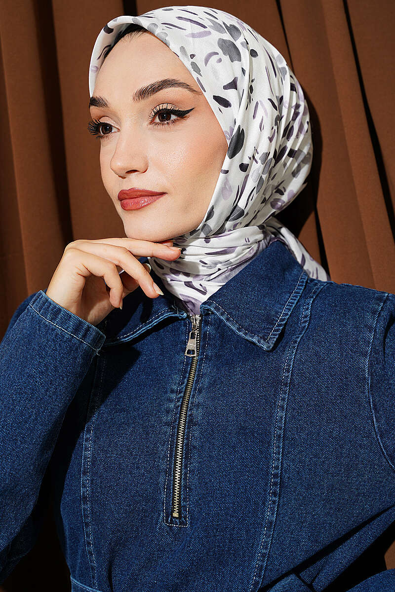 Lumea Patterned Soft Scarf Slate Grey - Image 2