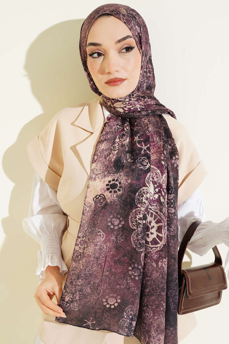 Mandala Pattern Bamboo Crinkle Shawl Brown – Bild 5