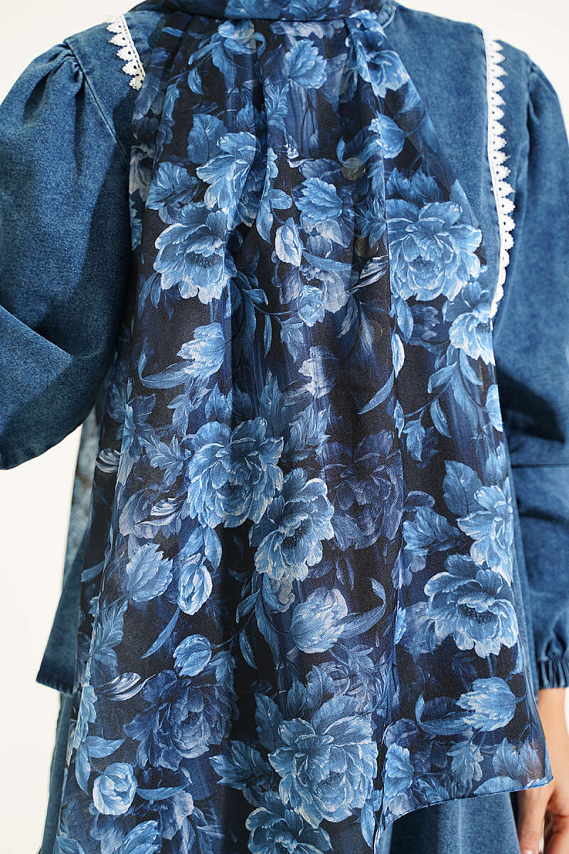 Manolya Series Soft Shawl Navy Blue - immagine 4