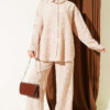Buttoned Cuff Bouclé Two-Piece Set Beige