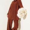 Buttoned Cuff Bouclé Two-Piece Set Brown