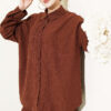 ⁦Buttoned Cuff Bouclé Two-Piece Set Brown⁩ - الصورة ⁦2⁩