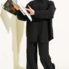 Buttoned Cuff Bouclé Two-Piece Set Black