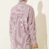 Buttoned Cuffed Striped Shirt Burgundy - الصورة 3