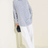 Buttoned Cuffed Striped Shirt Blue - immagine 2