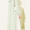 Button-Cuff Patterned Dress Aqua Green - Image 3