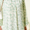 Button-Cuff Patterned Dress Aqua Green - Image 4