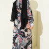Buttoned Cuff Mixed Pattern Dress Black - Image 3