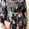 Buttoned Cuff Mixed Pattern Dress Black - Image 4
