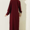 ⁦Long Tunic with Buttoned Cuffs Two-Piece Set Burgundy⁩ - الصورة ⁦3⁩