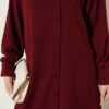⁦Long Tunic with Buttoned Cuffs Two-Piece Set Burgundy⁩ - الصورة ⁦4⁩