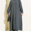 Long Tunic with Buttoned Cuffs Two-Piece Set Smoke