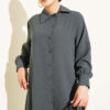 Long Tunic with Buttoned Cuffs Two-Piece Set Smoke - الصورة 2