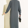Long Tunic with Buttoned Cuffs Two-Piece Set Smoke - الصورة 3