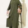Crew Neck Top and Arm-Detail Two-Piece Set Khaki - الصورة 5