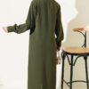 Long Tunic with Buttoned Cuffs Two-Piece Set Khaki – Image 3