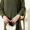 Long Tunic with Buttoned Cuffs Two-Piece Set Khaki – Image 4