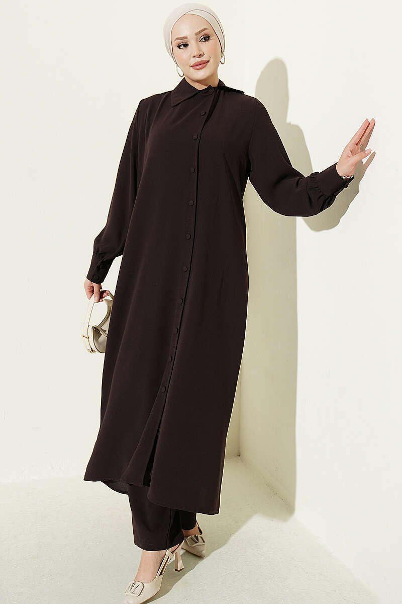 Two-Piece Set with Side Panel Details Brown – Bild 5