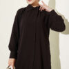 Long Tunic with Buttoned Cuffs Two-Piece Set Brown – Image 2