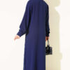 Long Tunic with Buttoned Cuffs Two-Piece Set Navy Blue - Image 3