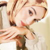Marble-Patterned Scarf Dark Brown