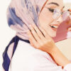 Marble-Patterned Scarf Navy Blue
