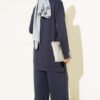 Metal Snap Button Detailing Two-Piece Set Navy Blue - Image 3