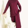 Metal Snap Button Detailing Two-Piece Set Plum