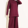 Metal Snap Button Detailing Two-Piece Set Plum - Image 2