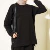 Metal Snap Button Detailing Two-Piece Set Black - Image 2