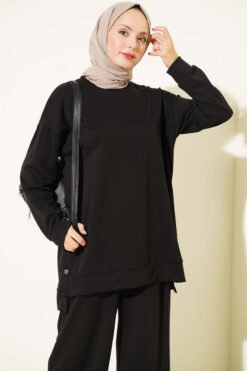 Alternative view of Metal Snap Button Detailing Two-Piece Set Black