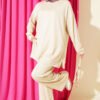 Basic Two-Piece Set with Metal Snaps Beige