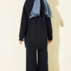 Basic Two-Piece Set with Metal Snaps Navy Blue – Image 3