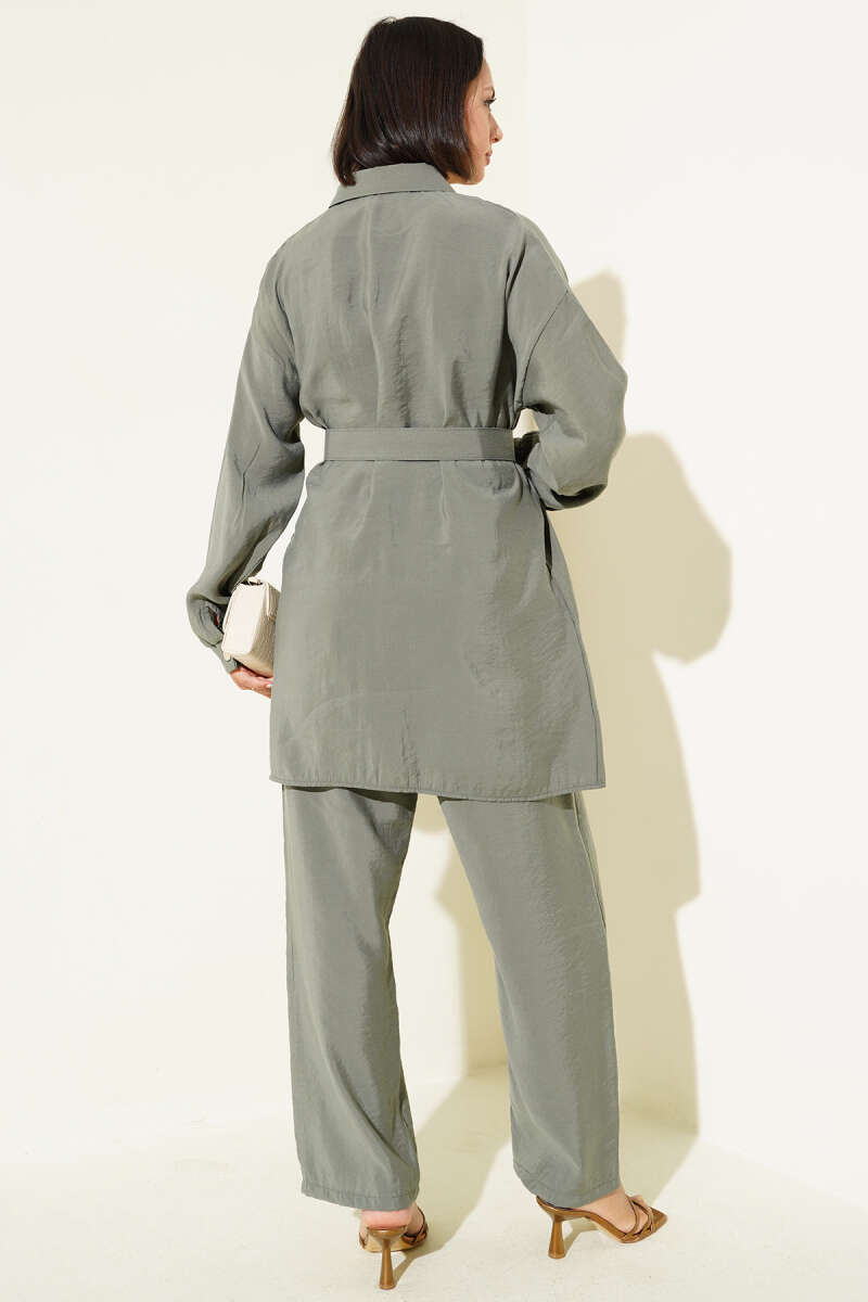 Metal Buttoned Belted Two-Piece Set Hazel - Imagen 3