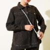 Metal Button Denim Two-Piece Set Dark Brown - immagine 2
