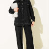 Metal Button Denim Two-Piece Set Black