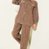 Metal Button Denim Two-Piece Set Mink