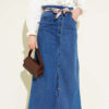 Metal Buttoned Belted Denim Skirt Light Blue – Image 5