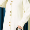 Metal Gold Button Long Knit Cardigan Ecru – Image 4