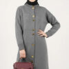 Metal Gold Button Long Knit Cardigan Smoke - Afbeelding 2