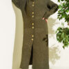 Metal Gold Button Long Knit Cardigan Khaki - Afbeelding 2