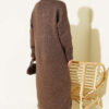 Metal Gold Button Long Knit Cardigan Brown – Image 3