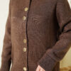 Metal Gold Button Long Knit Cardigan Brown – Image 4