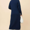 Metal Gold Button Long Knit Cardigan Navy Blue - Afbeelding 3