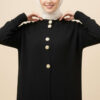 Metal Gold Button Long Knit Cardigan Black - Afbeelding 2