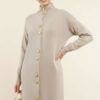 Metal Gold Button Long Knit Cardigan Stone - Afbeelding 2